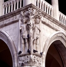 Adam and Eve in a fifteenth century relief in the Doge's Palace of Venice.