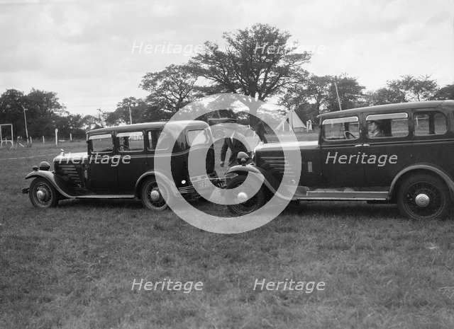 Two Singer Super Sixes at the Bugatti Owners Club gymkhana, 5 July 1931. Artist: Bill Brunell.