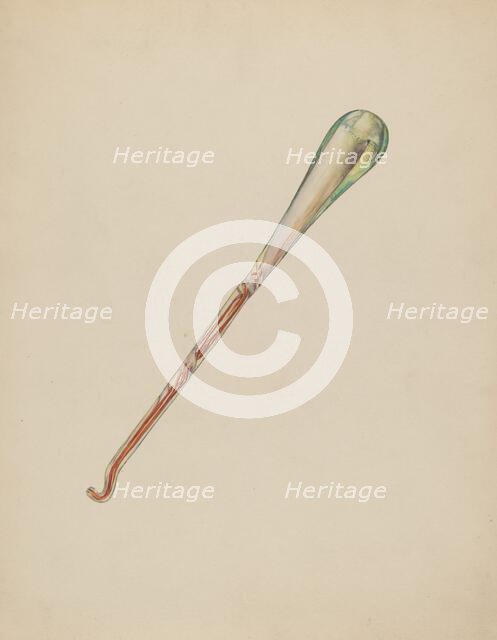 Glass Button Hook, c. 1938. Creator: Francis Law Durand.