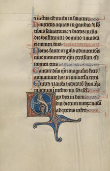 Initial E: A Prophet Holding a Scroll; Bute Psalter, text and illumination about 1285. Creator: Bute Master.