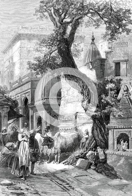 Street in Benares, from a sketch by of our special artists, 1876. Creator: Unknown.
