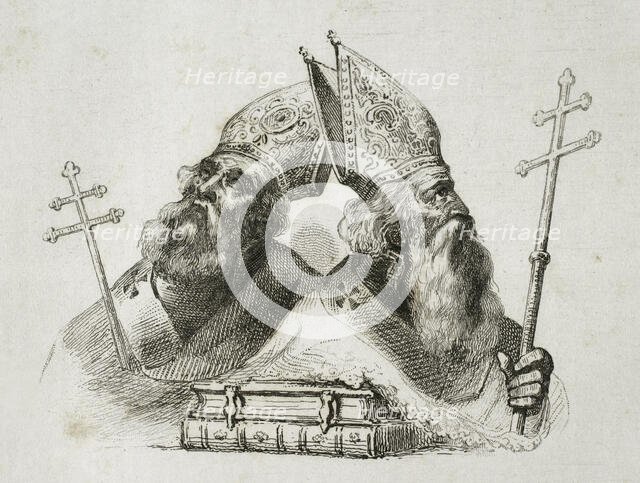 St Vrtanes patriarch and St Narses Claiensis, Armenian Apostolic Church, 1838.  Creators: Hippolyte Lalaisse, Langlois.