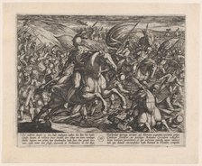 Plate 30: Cerialis Driving the Dutch into the Rhine, from The War of the Romans Against th..., 1611. Creator: Antonio Tempesta.
