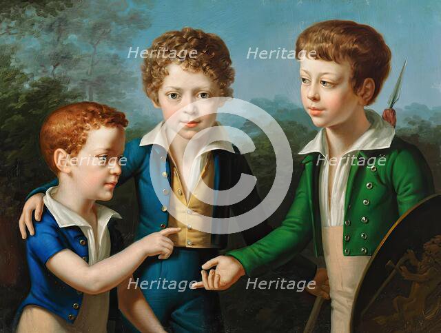 Albert, Moritz and Leopold von Neuwall, 1820. Creator: Leopold Kupelwieser.