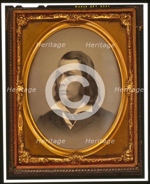 George Lippard, head and shoulders portrait, facing left, ca. 1850. Creator: Unknown.