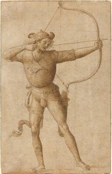Archer Drawing a Bow, c. 1505. Creator: Perugino.