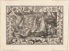 Lot and His Daughters, from Landscapes with Old and New Testament Scenes and Hunting Scenes, 1584. Creator: Adriaen Collaert.