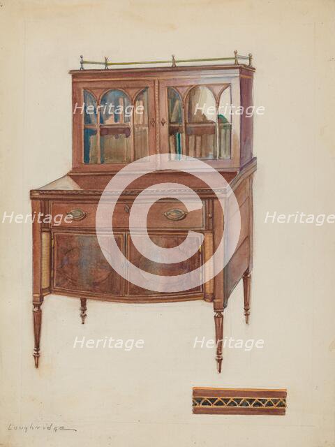 Mahogany Desk with Bookcase Top, 1936. Creator: George Loughridge.