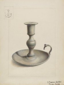 Pewter Candle Holder, c. 1936. Creator: Samuel Fineman.