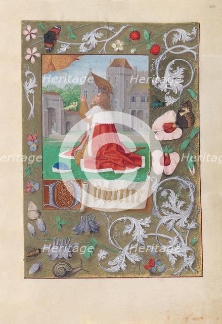 Hours of Queen Isabella the Catholic, Queen of Spain: Fol. 200r, David, c. 1500. Creator: Master of the First Prayerbook of Maximillian (Flemish, c. 1444-1519); Associates, and.