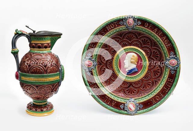 Shakespeare Ewer and Basin, England, Ewer: 1873, Basin: 1871. Creator: Minton.