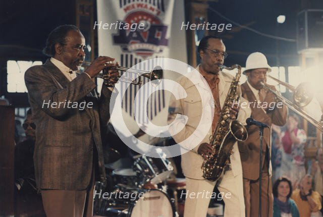 Harry Edison, Buddy Tate, Al Grey, (Harlem Stampede), Edinbugh Jazz Festival, 1986. Creator: Brian Foskett.