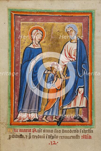 Christ Led to Jerusalem by Mary and Joseph, about 1190-1200; text added about 1480-1490. Creator: Unknown.