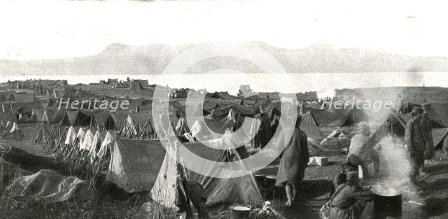 ''Corfou, Base Serbe; Un camp serbe devant Corfou, sur l'ilot de Vido', 1916 (1924) Creator: Unknown.