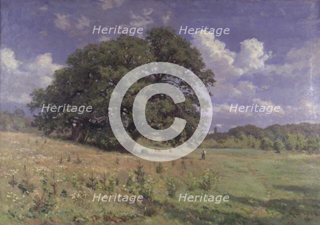 Large oaks by a bog, 1890. Creator: Rudolf Bissen.