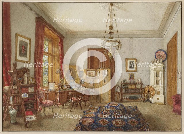 Writing room in the Palais of Archduke Karl Ludwig of Austria in Vienna, 1892. Creator: Alt, Franz (1821-1914).
