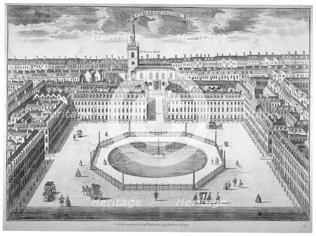 St James's Square from the south, London, 1754.                                              Artist: Sutton Nicholls