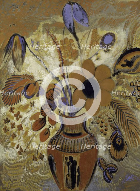 Etruscan Vase with Flowers, 1900-1910. Creator: Odilon Redon.