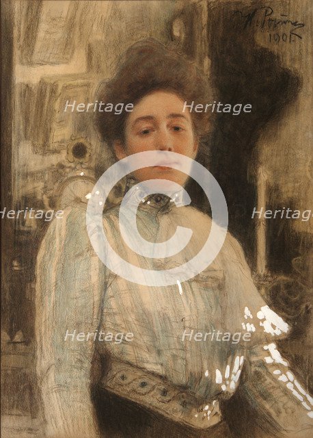 Portrait of Alexandra Pavlovna Botkina (1867-1959), 1901. Artist: Repin, Ilya Yefimovich (1844-1930)