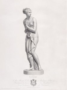 Venus, frontal view. from "Oeuvre de Canova: Recueil de Statues ...", 1817. Creator: Giovanni Tognolli.
