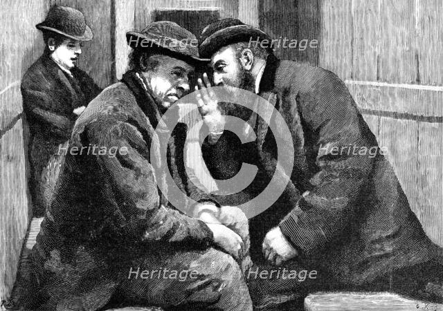 They spoke to one another in hoarse whispers, and seemed to be on intimate terms, 1883. Creator: R. Taylor.