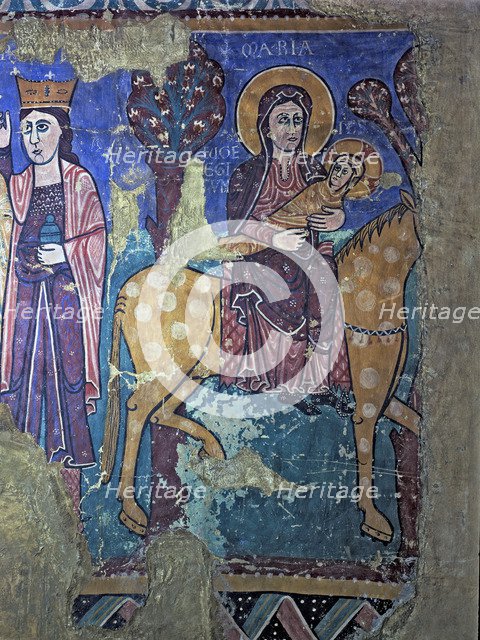  'Flight into Egypt', detail of the fresco from the church of Navasa (Huesca).