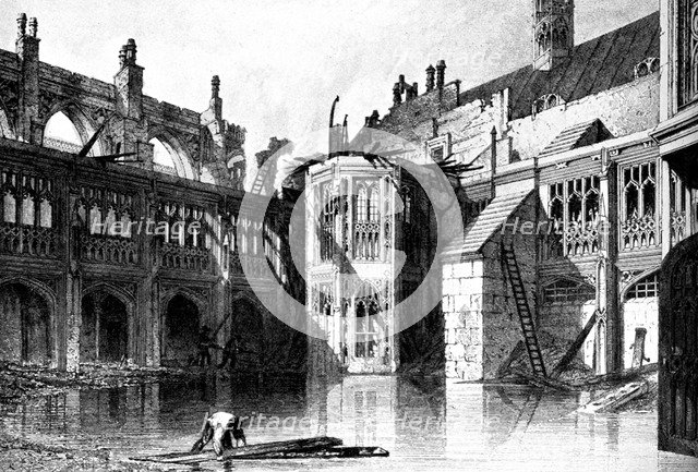 The Cloister Court, St Stephen's Chapel, Palace of Westminster, 1834 (c1905). Artist: Unknown