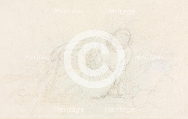 Reclining Woman Leaning on Her Arm (verso), 1855/60. Creator: Honoré Daumier (French, 1808-1879).