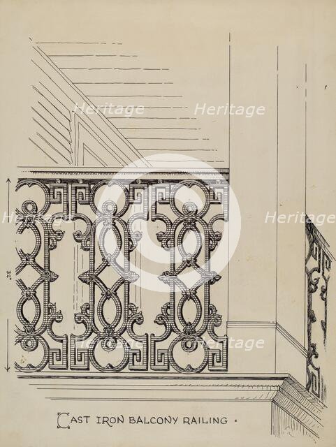 Cast Iron Balcony Railing, c. 1936. Creator: Thomas Byrne.