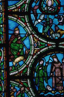 Detail of a stained glass window showing the story of Moses, 12th century. Artist: Unknown