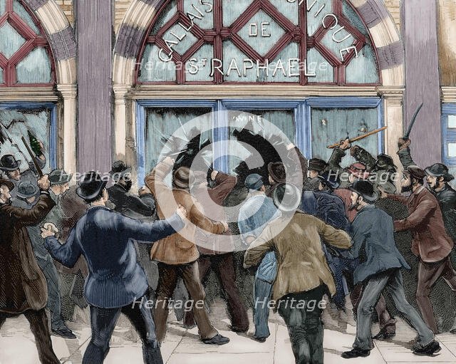 Protesters looting shops in Piccadilly, London, 1886. Creator: Unknown.