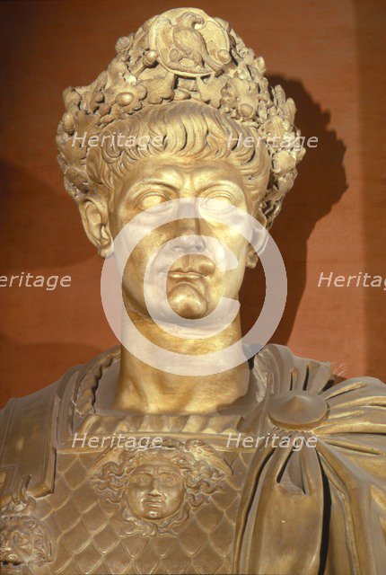 Bust of Nero, Roman Emperor AD54-68, in crown and chestplate, c1st century. Artist: Unknown.