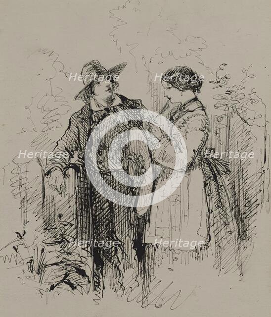 Young Man and Woman by a Gate, c1860. Creator: Augustus Hoppin.