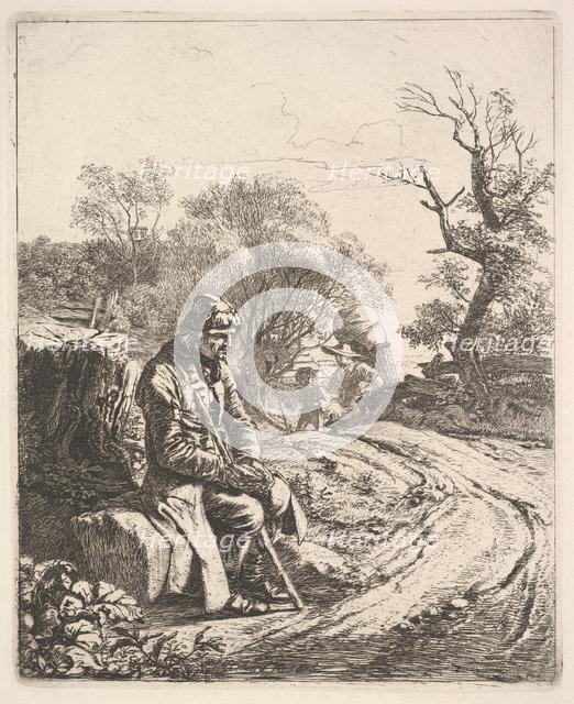 An Old Man Sitting on the Roadside, 1818. Creator: Johann Christian Erhard.