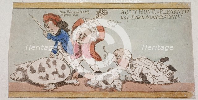 'A City Hunt, or Preparations for Lord-Mayor's Day!!!', c1790. Artist: Anon