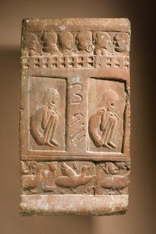 Tile with Ajivaka (?) Ascetics, 4th century. Creator: Unknown.