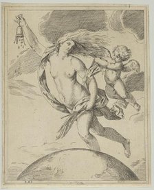 Fortune flying above the globe..., ca. 1660-80. Creator: Girolamo Scarsello.