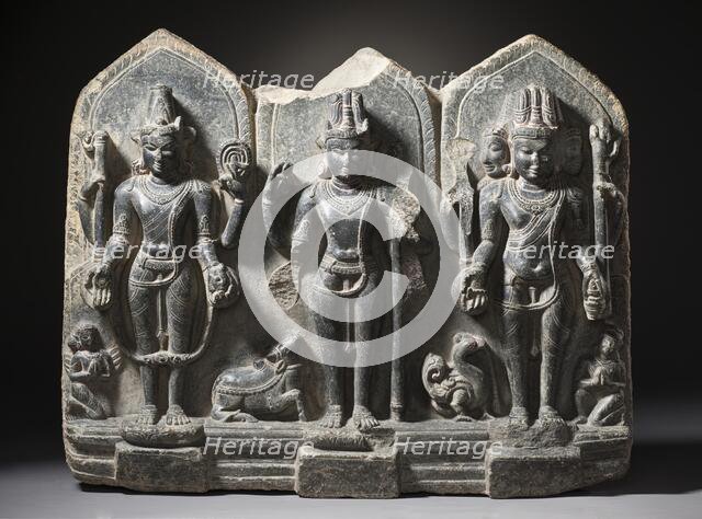 The Hindu Gods Vishnu, Shiva, and Brahma, 10th century. Creator: Unknown.
