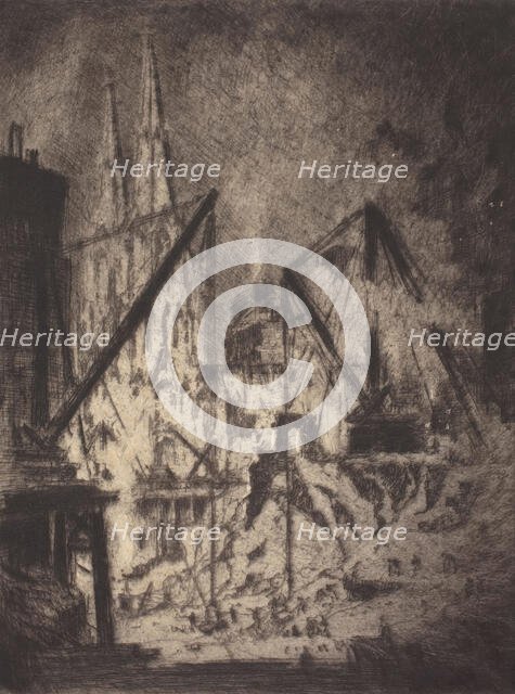 The Foundations at the Cathedral, 1923. Creator: Joseph Pennell.