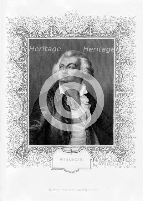 Honore-Gabriel de Riqueti, comte de Mirabeau, French writer, orator and statesman, 19th century. Creator: HB Hall.