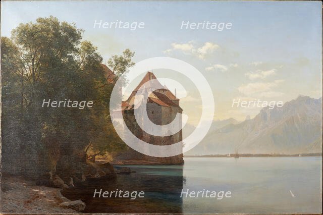 Castle by Lake Geneva, 1876. Creator: Janus Andreas Bartholin la Cour.