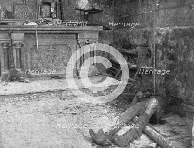 'Nos regions Devastees; Ferocite: dans l'eglise d'Auve, village du departement de la Marne', 1914. Creator: Unknown.