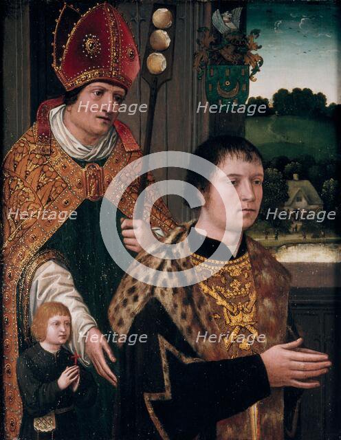 Portrait of Nicholas Gaze and His Son and St Nicholas, 1525. Creator: Unknown.