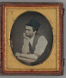 Untitled (Portrait of Seated Man Wearing a Hat), 1854. Creator: Unknown.