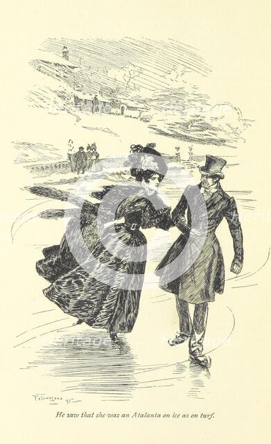 He saw that she was an Atalanta on ice as on turf, 1896.  Creator: Frederick Henry Townsend.