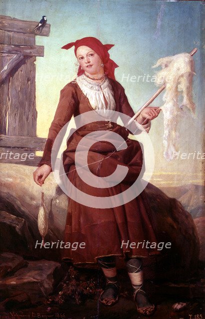  'Spinner', oil on canvas, 1866, by Valeriano Dominguez Becquer.