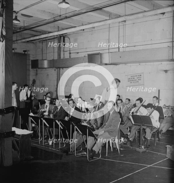 Portrait of Stan Kenton, Pete Rugolo, Eddie Safranski, Shelly Manne...N.Y.(?), ca. Jan. 1947. Creator: William Paul Gottlieb.