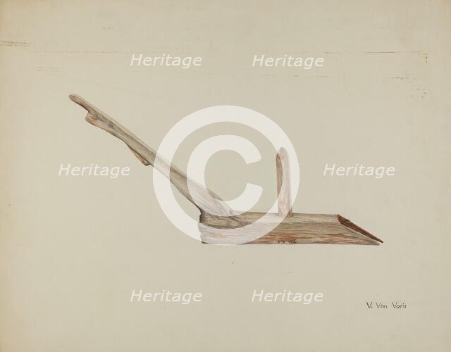 Wooden Plow, c. 1938. Creator: Vera Van Voris.