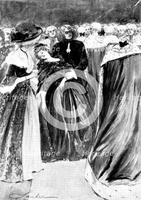 An Enemy of His Grace: they bowed low before him, and he...held his wife in his arms, 1898. Creator: Unknown.