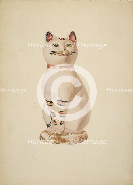 Chalkware Cat, c. 1940. Creator: Betty Fuerst.
